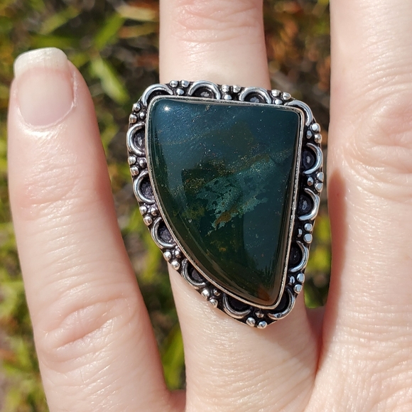 New Bloodstone 925 Silver Ring. - Picture 8 of 10